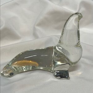 Art Glass Walrus Seal Clear Figurine Paperweight Hand Made In Winnipeg Canada
